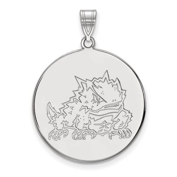 14k White Gold Texas Christian U. XL Disc Pendant